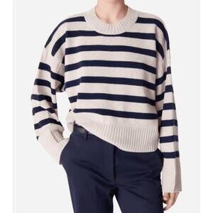 NEW VANESSABRUNO esther sweater in ecru/marine